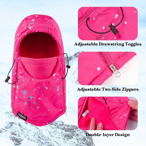 Labeol Kids Balaclava Ski Mask, Winter Windproof Thick Warm Fleece Face Cover with Adjustable Zippers for Boys Girls in Saudi Arabia