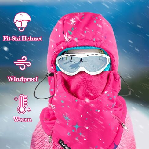 Labeol Kids Balaclava Ski Mask, Winter Windproof Thick Warm Fleece Face Cover with Adjustable Zippers for Boys Girls in Saudi Arabia