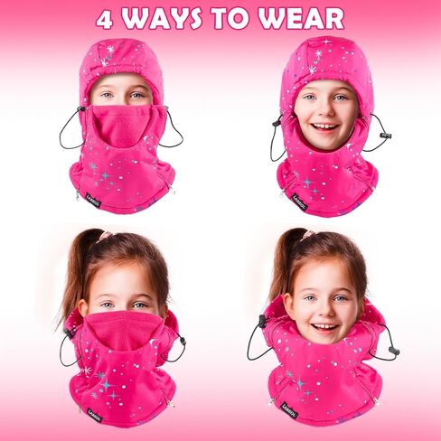 Labeol Kids Balaclava Ski Mask, Winter Windproof Thick Warm Fleece Face Cover with Adjustable Zippers for Boys Girls in Saudi Arabia