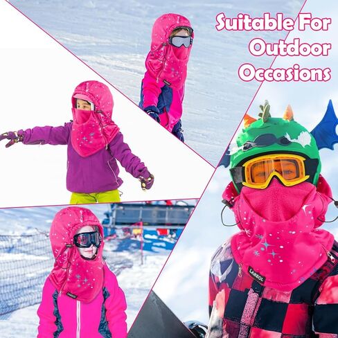Labeol Kids Balaclava Ski Mask, Winter Windproof Thick Warm Fleece Face Cover with Adjustable Zippers for Boys Girls in Saudi Arabia