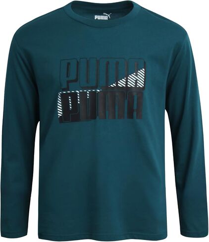PUMA Boys' T-Shirt - Long Sleeve Logo T-Shirt for Boys - Athletic Crewneck Long Sleeve Tee (S-XL) in Saudi Arabia