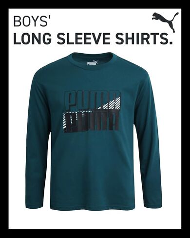 PUMA Boys' T-Shirt - Long Sleeve Logo T-Shirt for Boys - Athletic Crewneck Long Sleeve Tee (S-XL) in Saudi Arabia