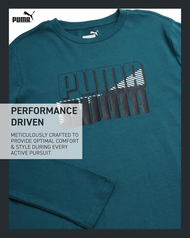 PUMA Boys' T-Shirt - Long Sleeve Logo T-Shirt for Boys - Athletic Crewneck Long Sleeve Tee (S-XL) in Saudi Arabia