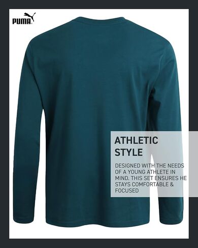 PUMA Boys' T-Shirt - Long Sleeve Logo T-Shirt for Boys - Athletic Crewneck Long Sleeve Tee (S-XL) in Saudi Arabia