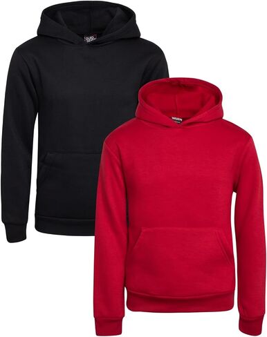 Boys' Sweatshirt -2 Pack Basic Fleece Pullover Hoodie Sweatshirt for Boys (Size: 8-18) in Kuwait