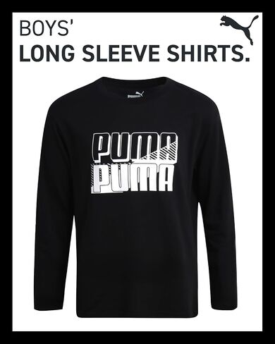 PUMA Boys' T-Shirt - Long Sleeve Logo T-Shirt for Boys - Athletic Crewneck Long Sleeve Tee (S-XL) in Saudi Arabia