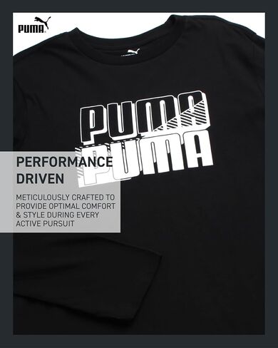 PUMA Boys' T-Shirt - Long Sleeve Logo T-Shirt for Boys - Athletic Crewneck Long Sleeve Tee (S-XL) in Saudi Arabia