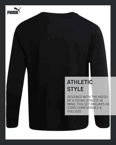 PUMA Boys' T-Shirt - Long Sleeve Logo T-Shirt for Boys - Athletic Crewneck Long Sleeve Tee (S-XL) in Saudi Arabia