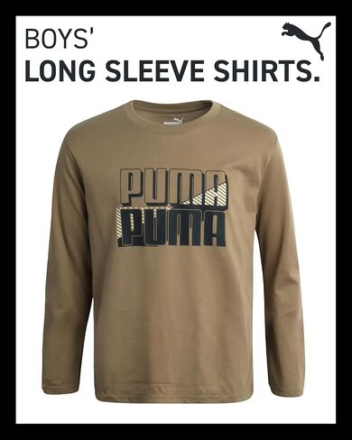 PUMA Boys' T-Shirt - Long Sleeve Logo T-Shirt for Boys - Athletic Crewneck Long Sleeve Tee (S-XL) in Saudi Arabia