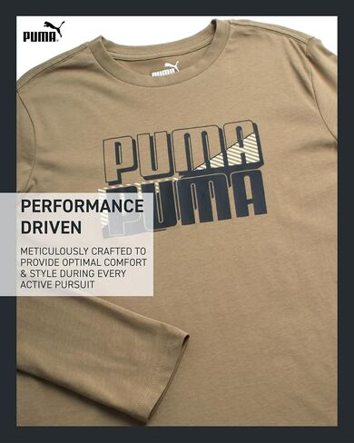PUMA Boys' T-Shirt - Long Sleeve Logo T-Shirt for Boys - Athletic Crewneck Long Sleeve Tee (S-XL) in Saudi Arabia