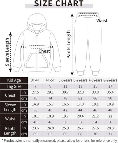 Boys and Toddler 2 Piece Full Zip up Hoodie Sweatshirts, Tracksuit Jacket Jogger Pants Set, Kids clothes (8-9Years) in Saudi Arabia