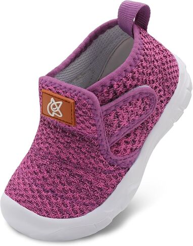 QFH Toddler Shoes Boys Girls Sneakers Comfy Barefoot Shoes Kids Adjustable Hook and Loop Walking Shoes Wide Toe Box Breathable Shoes in Kuwait