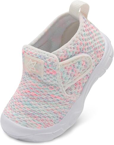 QFH Toddler Shoes Boys Girls Sneakers Comfy Barefoot Shoes Kids Adjustable Hook and Loop Walking Shoes Wide Toe Box Breathable Shoes in Kuwait