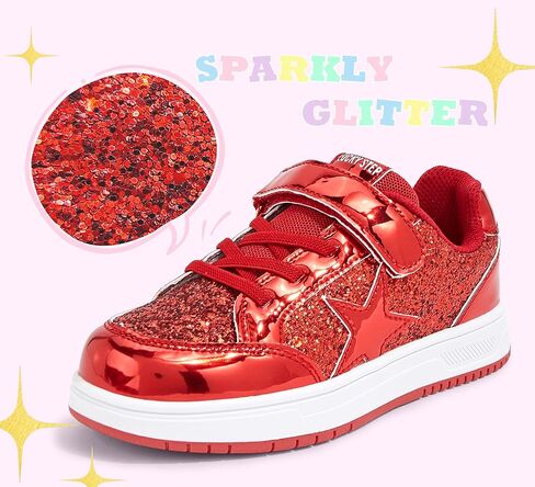 LUCKY STEP Kid's Glitter Walking Shoes Shiny Sparkly Sequins Fashion Sneakers Hook and Loop Athletic Unisex-Child Casual Running for Children/Boys/Girls in Kuwait