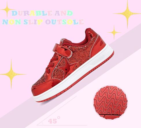 LUCKY STEP Kid's Glitter Walking Shoes Shiny Sparkly Sequins Fashion Sneakers Hook and Loop Athletic Unisex-Child Casual Running for Children/Boys/Girls in Kuwait