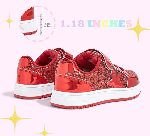 LUCKY STEP Kid's Glitter Walking Shoes Shiny Sparkly Sequins Fashion Sneakers Hook and Loop Athletic Unisex-Child Casual Running for Children/Boys/Girls in Kuwait