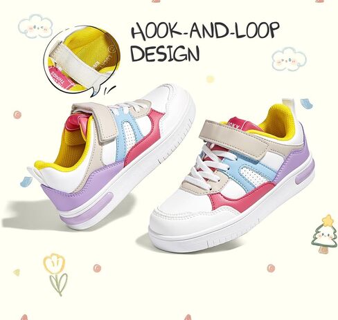 LUCKY STEP Kid's Sneakers School Running Loafers Low Top Walking Tennis Casual Shoes Strap Athletic Fashion Sneakers for Children/Boys/Girls in Kuwait