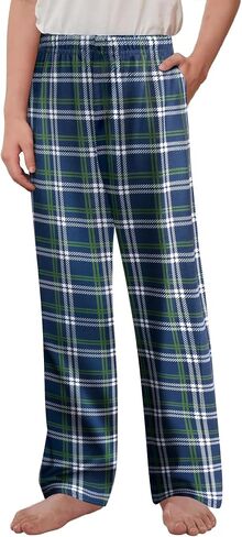 Arshiner Boys Pajama Pants 2 Pack Soft Plaid Sleepwear Kids Lounge PJ Bottoms with Pockets in Kuwait