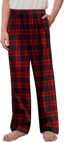 Arshiner Boys Pajama Pants 2 Pack Soft Plaid Sleepwear Kids Lounge PJ Bottoms with Pockets in Kuwait