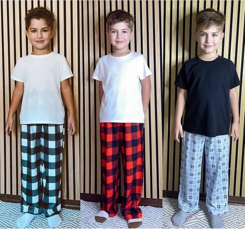 Arshiner Boys Pajama Pants 2 Pack Soft Plaid Sleepwear Kids Lounge PJ Bottoms with Pockets in Kuwait