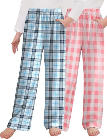 Arshiner Boys Pajama Pants 2 Pack Soft Plaid Sleepwear Kids Lounge PJ Bottoms with Pockets in Kuwait