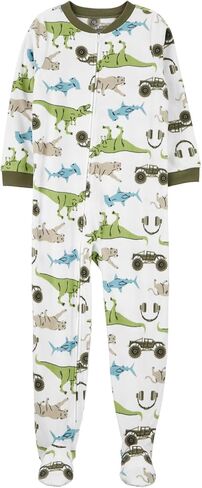 Carter's Big-Boys' 1 Pc Micro Fleece Footed Blanket Sleeper (Ivory/Multi Dinos, 8) in Saudi Arabia