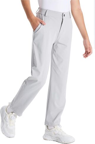 سراويل جولف للأولاد من DEVOROPA شبابية قابلة للتمدد من الأمام، سراويل رياضية كاجوال، سراويل مدرسية، سراويل كاكي تشينو من نسيج قطني طويل، جيوب in Kuwait