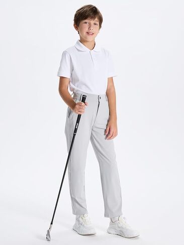 سراويل جولف للأولاد من DEVOROPA شبابية قابلة للتمدد من الأمام، سراويل رياضية كاجوال، سراويل مدرسية، سراويل كاكي تشينو من نسيج قطني طويل، جيوب in Kuwait