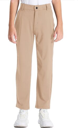 سراويل جولف للأولاد من DEVOROPA شبابية قابلة للتمدد من الأمام، سراويل رياضية كاجوال، سراويل مدرسية، سراويل كاكي تشينو من نسيج قطني طويل، جيوب in Kuwait