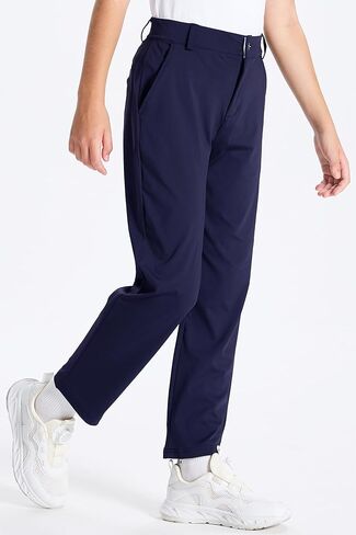 سراويل جولف للأولاد من DEVOROPA شبابية قابلة للتمدد من الأمام، سراويل رياضية كاجوال، سراويل مدرسية، سراويل كاكي تشينو من نسيج قطني طويل، جيوب in Kuwait