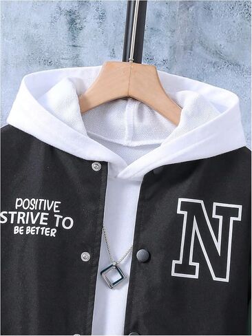SweatyRocks Boy's 2 Piece Outfits Letter Printed Colorblock Bomber Jackets and Pants Set in Saudi Arabia