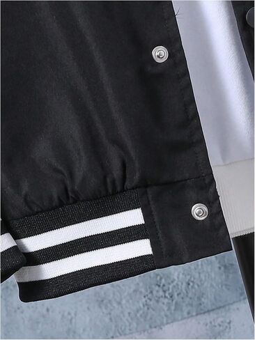 SweatyRocks Boy's 2 Piece Outfits Letter Printed Colorblock Bomber Jackets and Pants Set in Saudi Arabia