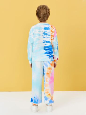 Haloumoning Boys Tie Dye 2 Piece Outfits Kids Sweatshirt and Jogger Pant Sets Fall Fashion Clothes 5-14 Years in Saudi Arabia