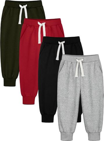 HXP 4 Pack Toddler Boys Sweatpants Cotton Toddler Sweatpants Boys Joggers Pants with Pocket Drawstring for Kids Toddler Boys in Saudi Arabia