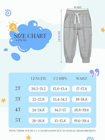 HXP 4 Pack Toddler Boys Sweatpants Cotton Toddler Sweatpants Boys Joggers Pants with Pocket Drawstring for Kids Toddler Boys in Saudi Arabia