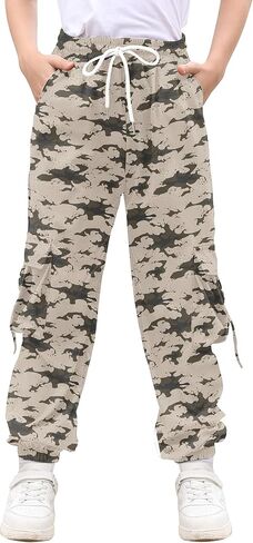 رايسيفيرن بنطال كارجو جوجرز للأولاد بخصر مطاطي كاجوال للركض مع 6 جيوب 7-14 سنة in Kuwait