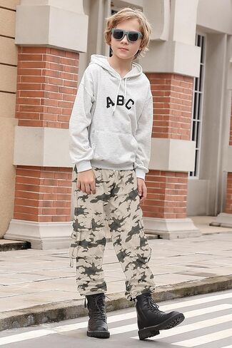 رايسيفيرن بنطال كارجو جوجرز للأولاد بخصر مطاطي كاجوال للركض مع 6 جيوب 7-14 سنة in Kuwait