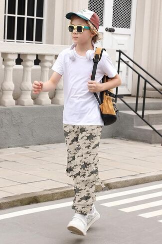 رايسيفيرن بنطال كارجو جوجرز للأولاد بخصر مطاطي كاجوال للركض مع 6 جيوب 7-14 سنة in Kuwait