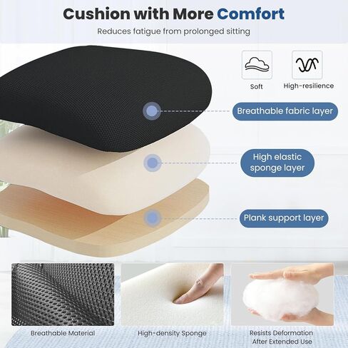 كرسي مكتب مريح، كرسي مكتب شبكي عالي الظهر مع دعم أسفل الظهر ومسند رأس قابل للتعديل، كرسي مهام الكمبيوتر مع مساند للذراعين قابلة للطي، كراسي تنفيذية دوارة للمكتب المنزلي (أسود) in Kuwait