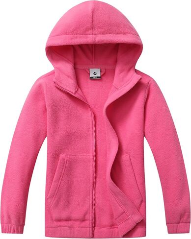 Girls Soft Brushed Fleece Full-Zip Sport Hooded Sweatshirts Kids Lightweight Outwear Jacket in Saudi Arabia