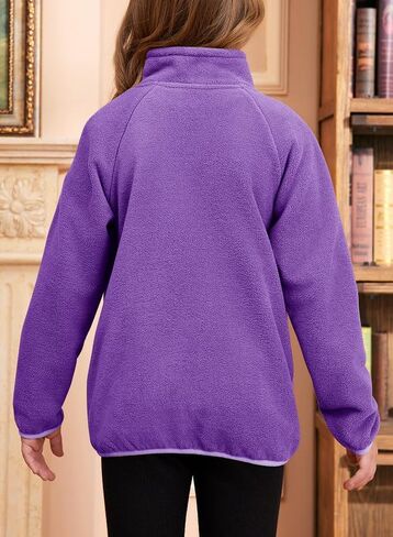 Girls Fleece Jacket Full Zip Fall Winter Soft Sherpa Coat Outwear with Pockets in Saudi Arabia