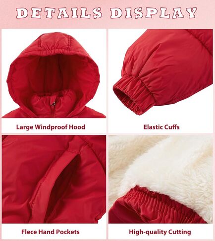 UNIFACO Girls Winter Coats Hooded Puffer Jackets Medium Length Down-like Cotton Coats Snow Outwear 5-12Y in Kuwait