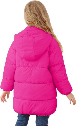 UNIFACO Girls Winter Coats Hooded Puffer Jackets Medium Length Down-like Cotton Coats Snow Outwear 5-12Y in Kuwait