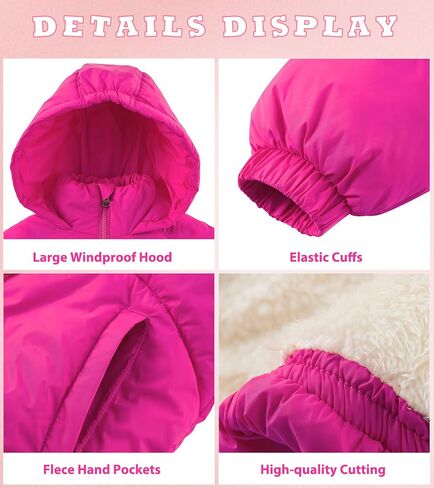 UNIFACO Girls Winter Coats Hooded Puffer Jackets Medium Length Down-like Cotton Coats Snow Outwear 5-12Y in Kuwait