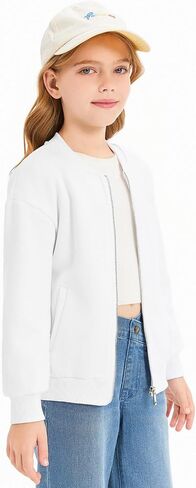 Haloumoning Girls Zip Up Jackets Kids Fall Long Sleeve Sweatshirts Outerwear with Pockets 5-14 years in Saudi Arabia