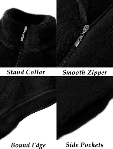 سترة صوف للفتيات من EXARUS بياقة ثابتة بدون أكمام وخفيفة الوزن وسحاب ناعم مع جيوب ملابس خارجية شتوية حرارية 6-12 سنة in Kuwait