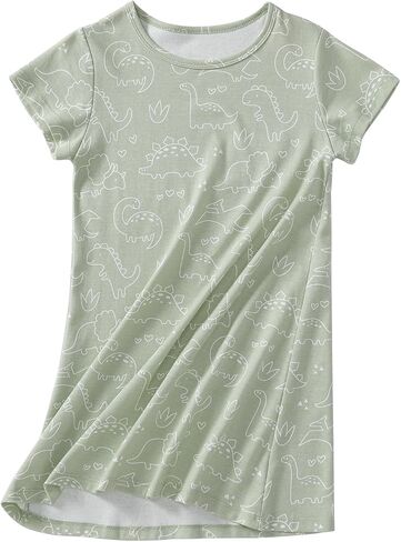 Cotton Nightgowns Girls Sleep Shirts Pajamas Short Sleeve Nightdress Toddler Nightie Dress in Saudi Arabia
