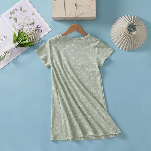 Cotton Nightgowns Girls Sleep Shirts Pajamas Short Sleeve Nightdress Toddler Nightie Dress in Saudi Arabia