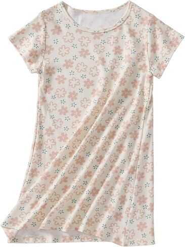 Cotton Nightgowns Girls Sleep Shirts Pajamas Short Sleeve Nightdress Toddler Nightie Dress in Saudi Arabia