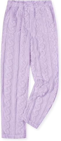 Umeyda Girl's Women's Fuzzy Pajama Pants Elastic Waist Fleece Plush Loungewear Pj Pants with Pockets, 6Years-XL in Saudi Arabia